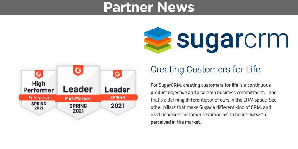 SugarCRM a leader, recognized by G2